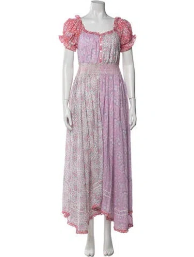 Pre-owned Loveshackfancy Floral Print Long Dress In Pink