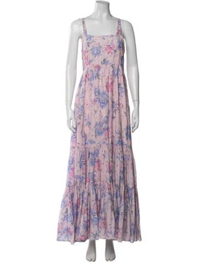 Pre-owned Loveshackfancy Floral Print Long Dress In Pink