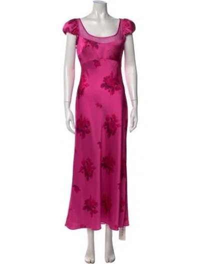 Pre-owned Loveshackfancy Floral Print Long Dress In Pink