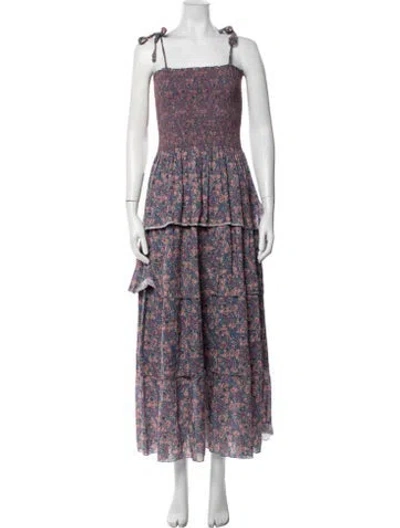 Pre-owned Loveshackfancy Floral Print Long Dress In Pink