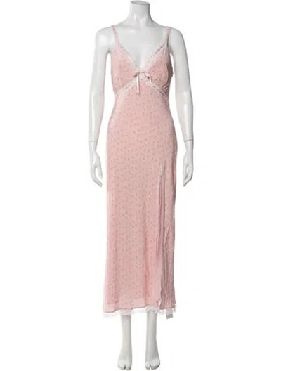 Pre-owned Loveshackfancy Floral Print Long Dress In Pink