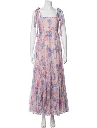 Pre-owned Loveshackfancy Floral Print Long Dress In Pink