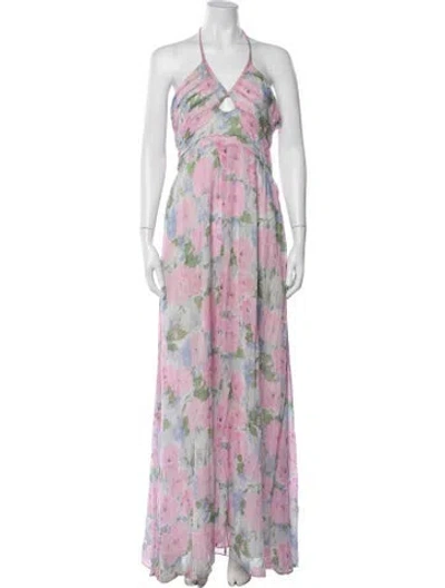 Pre-owned Loveshackfancy Floral Print Long Dress In Pink