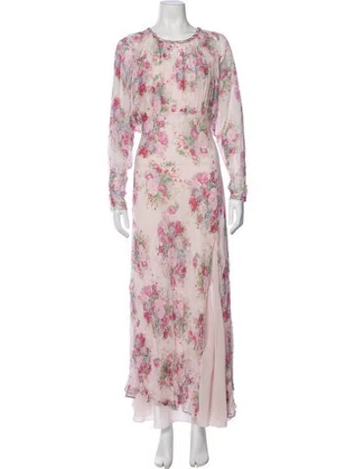 Pre-owned Loveshackfancy Floral Print Long Dress In Pink