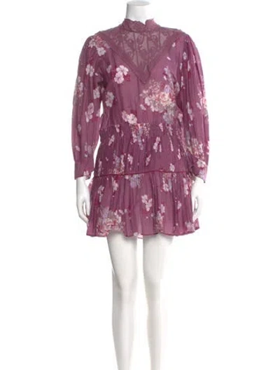 Pre-owned Loveshackfancy Floral Print Long Dress In Purple