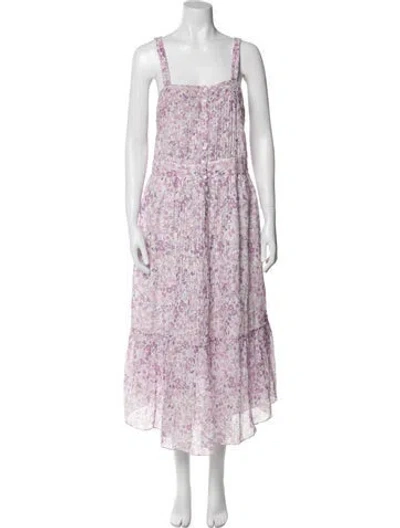 Pre-owned Loveshackfancy Floral Print Long Dress In Purple