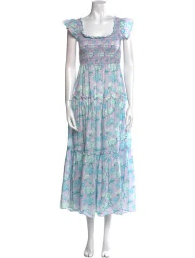 Pre-owned Loveshackfancy Floral Print Long Dress In Purple