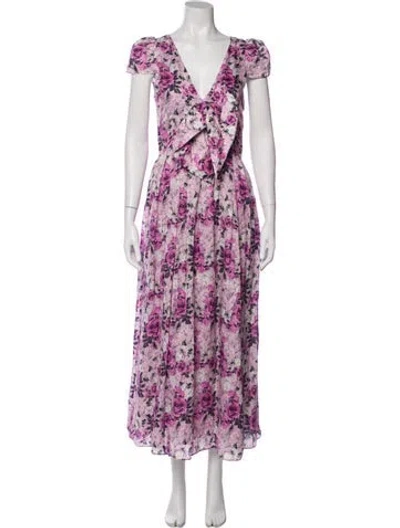 Pre-owned Loveshackfancy Floral Print Long Dress In Purple