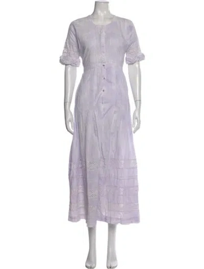 Pre-owned Loveshackfancy Floral Print Long Dress In Purple