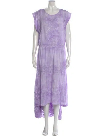 Pre-owned Loveshackfancy Floral Print Long Dress In Purple