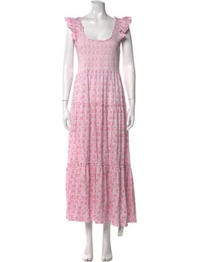 Pre-owned Loveshackfancy Floral Print Long Dress In Purple
