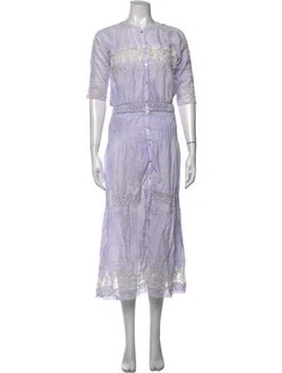 Pre-owned Loveshackfancy Floral Print Long Dress In Purple