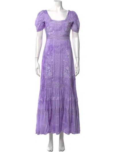 Pre-owned Loveshackfancy Floral Print Long Dress In Purple