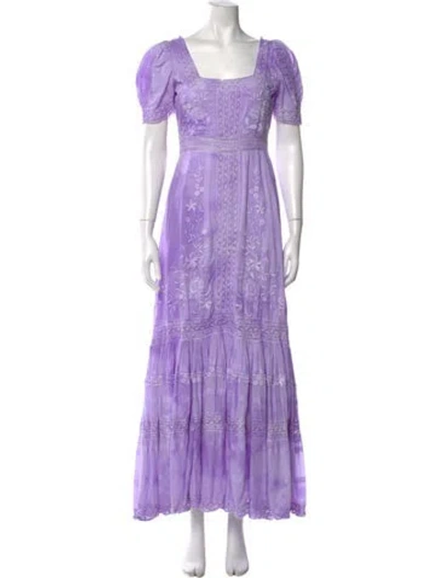 Pre-owned Loveshackfancy Floral Print Long Dress In Purple