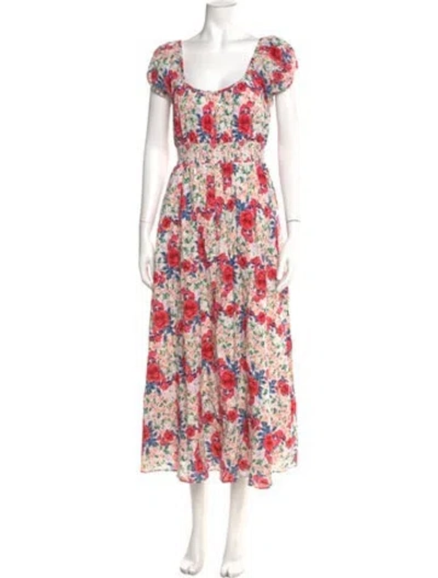 Pre-owned Loveshackfancy Floral Print Long Dress In Red