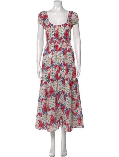 Pre-owned Loveshackfancy Floral Print Long Dress In Red