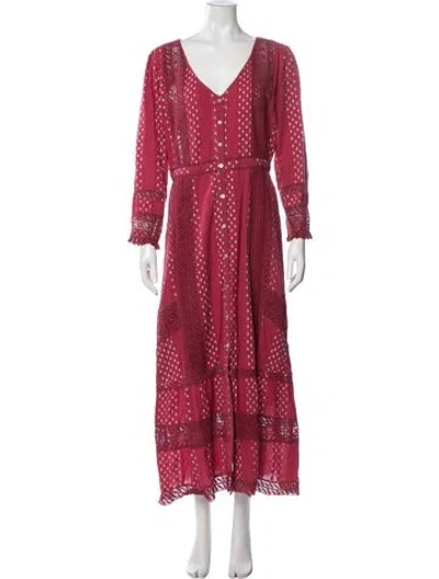 Pre-owned Loveshackfancy Floral Print Long Dress In Red