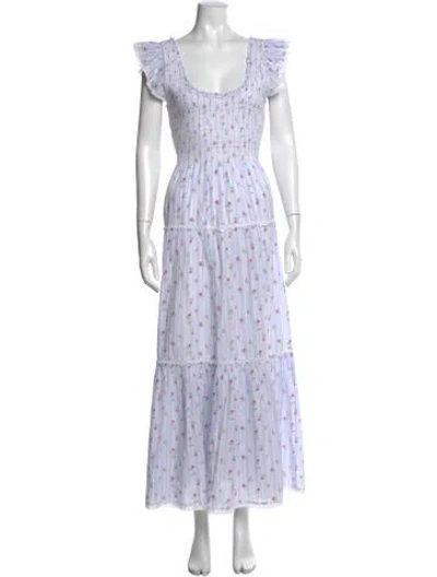 Pre-owned Loveshackfancy Floral Print Long Dress W/ Tags In Blue