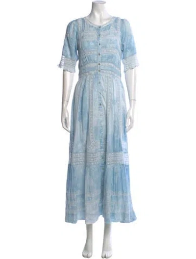 Pre-owned Loveshackfancy Floral Print Long Dress W/ Tags In Blue