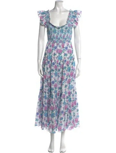 Pre-owned Loveshackfancy Floral Print Long Dress W/ Tags In Blue