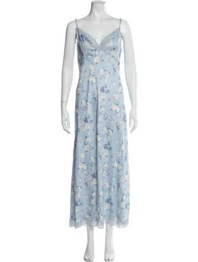 Pre-owned Loveshackfancy Floral Print Long Dress W/ Tags In Blue