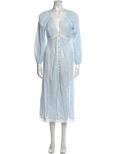 Pre-owned Loveshackfancy Floral Print Long Dress W/ Tags In Blue