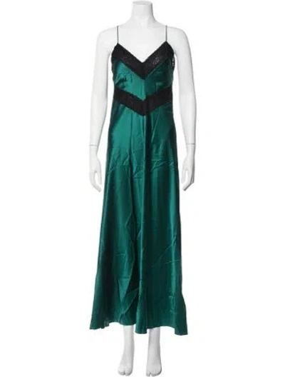Pre-owned Loveshackfancy Floral Print Long Dress W/ Tags In Green