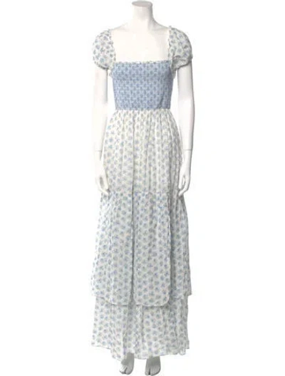 Pre-owned Loveshackfancy Floral Print Long Dress W/ Tags In Multi