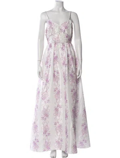 Pre-owned Loveshackfancy Floral Print Long Dress W/ Tags In Multicolor