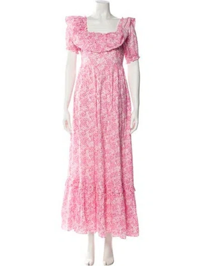 Pre-owned Loveshackfancy Floral Print Long Dress W/ Tags In Pink
