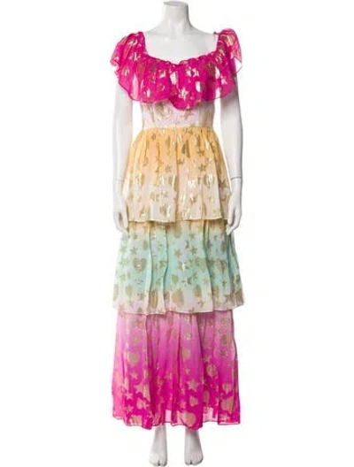 Pre-owned Loveshackfancy Floral Print Long Dress W/ Tags In Pink