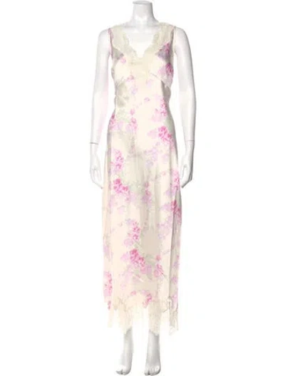 Pre-owned Loveshackfancy Floral Print Long Dress W/ Tags In Pink