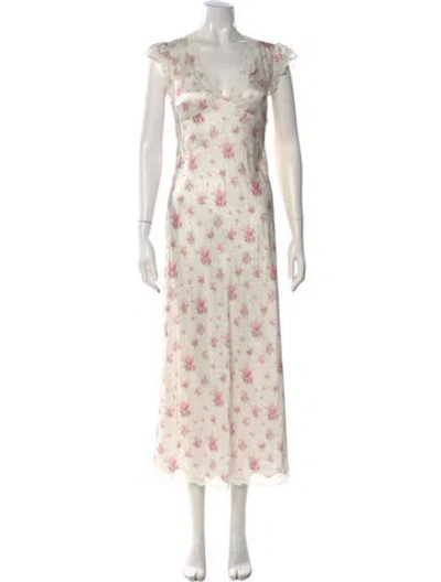 Pre-owned Loveshackfancy Floral Print Long Dress W/ Tags In Pink