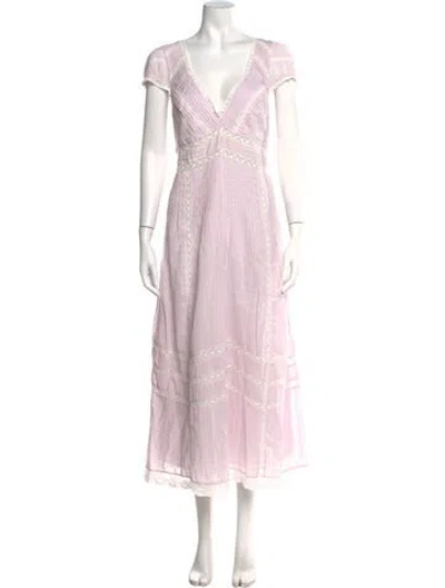 Pre-owned Loveshackfancy Floral Print Long Dress W/ Tags In Purple