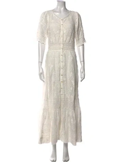 Pre-owned Loveshackfancy Floral Print Long Dress W/ Tags In White