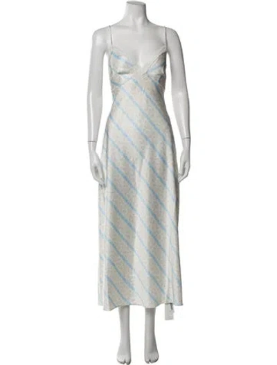 Pre-owned Loveshackfancy Floral Print Long Dress W/ Tags In White
