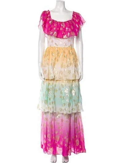 Pre-owned Loveshackfancy Floral Print Long Dress W/ Tags In Yellow