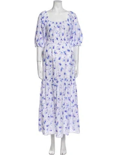 Pre-owned Loveshackfancy Floral Print Long Dress In White
