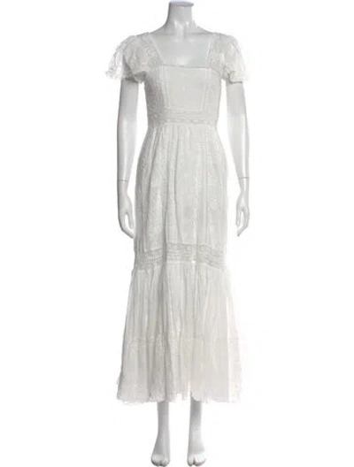 Pre-owned Loveshackfancy Floral Print Long Dress In White