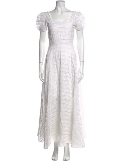 Pre-owned Loveshackfancy Floral Print Long Dress In White