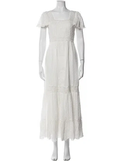 Pre-owned Loveshackfancy Floral Print Long Dress In White