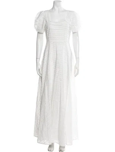 Pre-owned Loveshackfancy Floral Print Long Dress In White