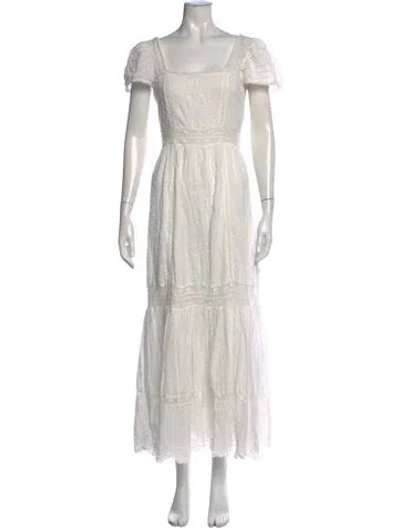 Pre-owned Loveshackfancy Floral Print Long Dress In White