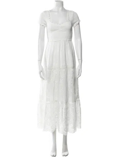 Pre-owned Loveshackfancy Floral Print Long Dress In White