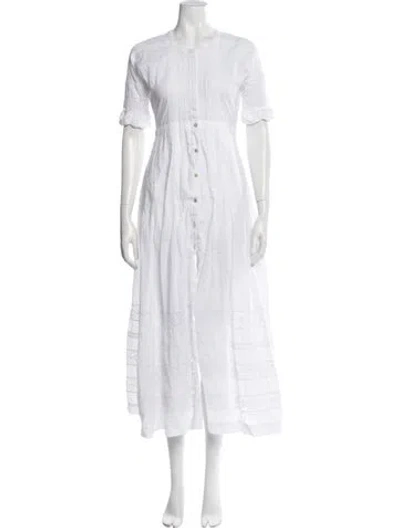 Pre-owned Loveshackfancy Floral Print Long Dress In White