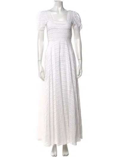 Pre-owned Loveshackfancy Floral Print Long Dress In White