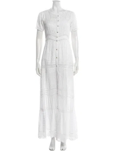 Pre-owned Loveshackfancy Floral Print Long Dress In White