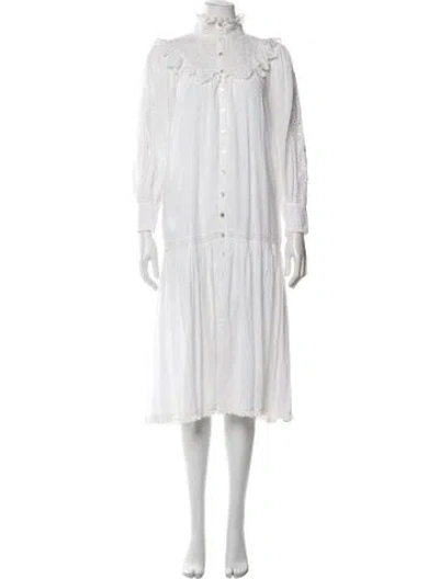 Pre-owned Loveshackfancy Floral Print Long Dress In White