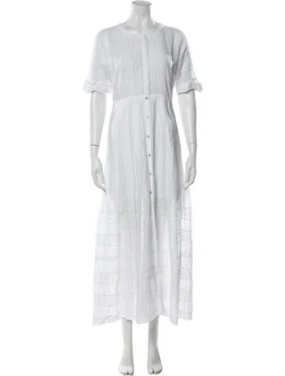 Pre-owned Loveshackfancy Floral Print Long Dress In White