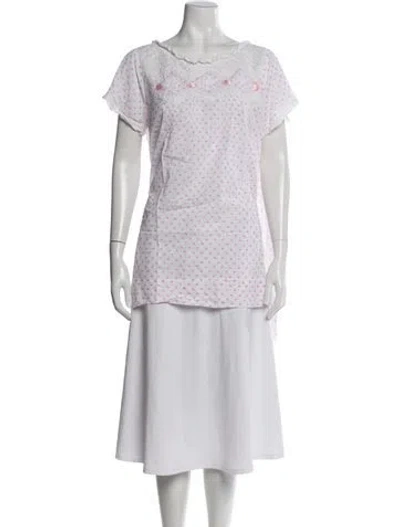 Pre-owned Loveshackfancy Floral Print Long Dress In White